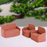 Maxbell 3Pcs Dollhouse Miniature Sofa 1/12 Scale Couch for Micro Landscape Dollhouse Red