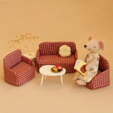 Maxbell 3Pcs Dollhouse Miniature Sofa 1/12 Scale Couch for Micro Landscape Dollhouse Red