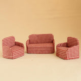 Maxbell 3Pcs Dollhouse Miniature Sofa 1/12 Scale Couch for Micro Landscape Dollhouse Red
