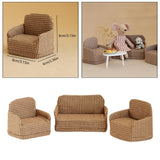 Maxbell 3Pcs Dollhouse Miniature Sofa 1/12 Scale Couch for Micro Landscape Dollhouse Brown  plaid