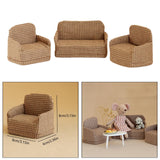 Maxbell 3Pcs Dollhouse Miniature Sofa 1/12 Scale Couch for Micro Landscape Dollhouse Brown  plaid