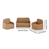 Maxbell 3Pcs Dollhouse Miniature Sofa 1/12 Scale Couch for Micro Landscape Dollhouse Brown  plaid