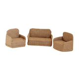 Maxbell 3Pcs Dollhouse Miniature Sofa 1/12 Scale Couch for Micro Landscape Dollhouse Brown  plaid