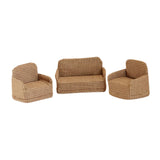 Maxbell 3Pcs Dollhouse Miniature Sofa 1/12 Scale Couch for Micro Landscape Dollhouse Brown  plaid