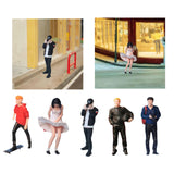 Maxbell 1/64 Diorama Stylish Figure People Model for DIY Project Dollhouse Accessory Skateboard Man