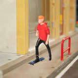 Maxbell 1/64 Diorama Stylish Figure People Model for DIY Project Dollhouse Accessory Skateboard Man