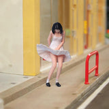 Maxbell 1/64 Diorama Stylish Figure People Model for DIY Project Dollhouse Accessory White Dress Women