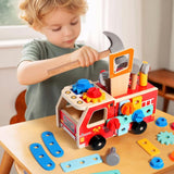 Maxbell Kids Wooden Truck Tool Set Construction Set for Ages 3 4 5 6 Boys Girls Gift