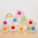 Maxbell Wooden Building Blocks Set Early Educational Toy Preschool Colorful for Kids