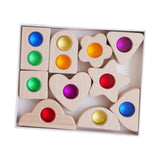 Maxbell Wooden Building Blocks Set Early Educational Toy Preschool Colorful for Kids