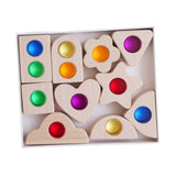 Maxbell Wooden Building Blocks Set Early Educational Toy Preschool Colorful for Kids