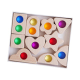 Maxbell Wooden Building Blocks Set Early Educational Toy Preschool Colorful for Kids