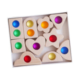 Maxbell Wooden Building Blocks Set Early Educational Toy Preschool Colorful for Kids