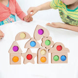 Maxbell Wooden Building Blocks Set Early Educational Toy Preschool Colorful for Kids
