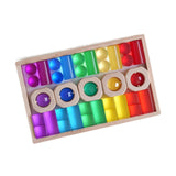 Maxbell Rainbow Building Cubes Transparent Stacking Toy for Kids Boys Girls Children