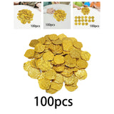 Maxbell 100x Gold Coin DIY Shiny Treasure Chest Spanish Doubloon Novelty Pirate Coin gold