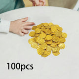 Maxbell 100x Gold Coin DIY Shiny Treasure Chest Spanish Doubloon Novelty Pirate Coin gold
