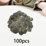 Maxbell 100x Gold Coin DIY Shiny Treasure Chest Spanish Doubloon Novelty Pirate Coin bronze