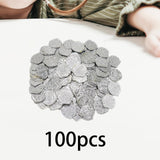 Maxbell 100x Gold Coin DIY Shiny Treasure Chest Spanish Doubloon Novelty Pirate Coin argent