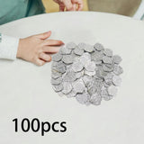 Maxbell 100x Gold Coin DIY Shiny Treasure Chest Spanish Doubloon Novelty Pirate Coin argent