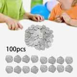 Maxbell 100x Gold Coin DIY Shiny Treasure Chest Spanish Doubloon Novelty Pirate Coin argent