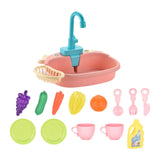 Maxbell Kitchen Sink Toys with Running Water Gifts Play Sink for Children Kids Girls Pink