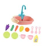 Maxbell Kitchen Sink Toys with Running Water Gifts Play Sink for Children Kids Girls Pink