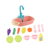 Maxbell Kitchen Sink Toys with Running Water Gifts Play Sink for Children Kids Girls Pink