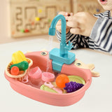 Maxbell Kitchen Sink Toys with Running Water Gifts Play Sink for Children Kids Girls Pink