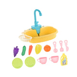 Maxbell Kitchen Sink Toys with Running Water Gifts Play Sink for Children Kids Girls Yellow