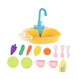 Maxbell Kitchen Sink Toys with Running Water Gifts Play Sink for Children Kids Girls Yellow