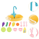 Maxbell Kitchen Sink Toys with Running Water Gifts Play Sink for Children Kids Girls Yellow
