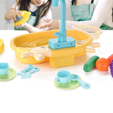 Maxbell Kitchen Sink Toys with Running Water Gifts Play Sink for Children Kids Girls Yellow