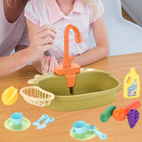 Maxbell Kitchen Sink Toys with Running Water Gifts Play Sink for Children Kids Girls Green