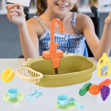 Maxbell Kitchen Sink Toys with Running Water Gifts Play Sink for Children Kids Girls Green