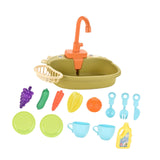 Maxbell Kitchen Sink Toys with Running Water Gifts Play Sink for Children Kids Girls Green
