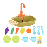Maxbell Kitchen Sink Toys with Running Water Gifts Play Sink for Children Kids Girls Green