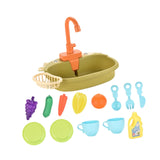Maxbell Kitchen Sink Toys with Running Water Gifts Play Sink for Children Kids Girls Green