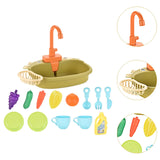 Maxbell Kitchen Sink Toys with Running Water Gifts Play Sink for Children Kids Girls Green