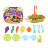 Maxbell Kitchen Sink Toys with Running Water Gifts Play Sink for Children Kids Girls Green
