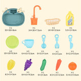 Maxbell Kitchen Sink Toys with Running Water Gifts Play Sink for Children Kids Girls Blue