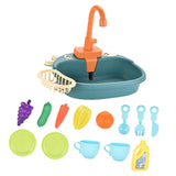 Maxbell Kitchen Sink Toys with Running Water Gifts Play Sink for Children Kids Girls Blue