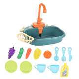 Maxbell Kitchen Sink Toys with Running Water Gifts Play Sink for Children Kids Girls Blue