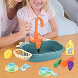 Maxbell Kitchen Sink Toys with Running Water Gifts Play Sink for Children Kids Girls Blue