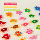 Maxbell Magnetic Wooden Fishing Game Toy Cognition for 3 4 5+ Year Old Kids Children