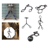 Maxbell Halloween Shackles on Chain Fake Shackles Prop for Festival Carnival Cosplay Handcuffs