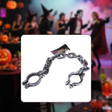 Maxbell Halloween Shackles on Chain Fake Shackles Prop for Festival Carnival Cosplay Handcuffs