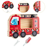Maxbell Wooden Toys Screwdriver Board Set for 3 4 5 6 Year Old Fire truck