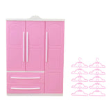 Maxbell Doll Openable Wardrobe Closet Dollhouse Accessories Lovely with Cloth Hanger Style A