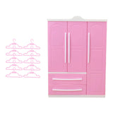 Maxbell Doll Openable Wardrobe Closet Dollhouse Accessories Lovely with Cloth Hanger Style A